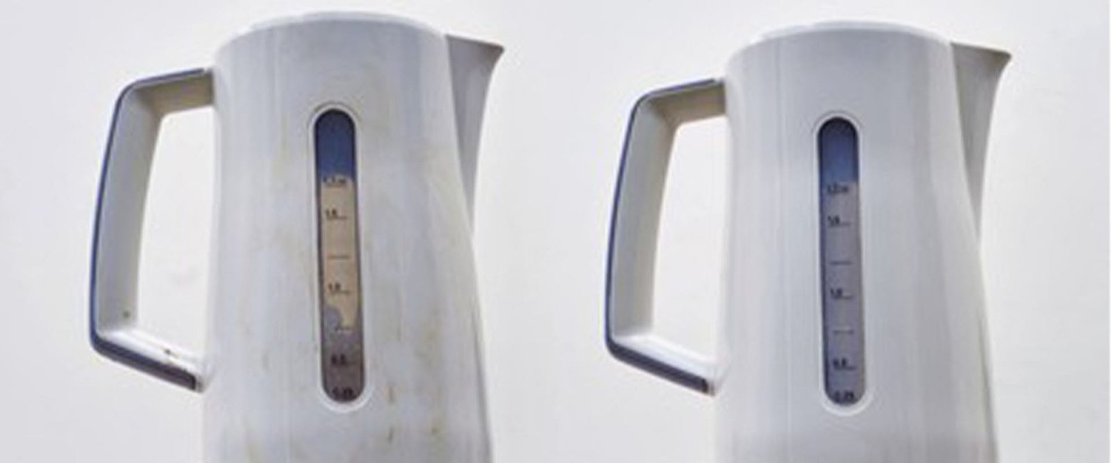 A washed and dirty kitchen kettle. Electric kettle before and aft